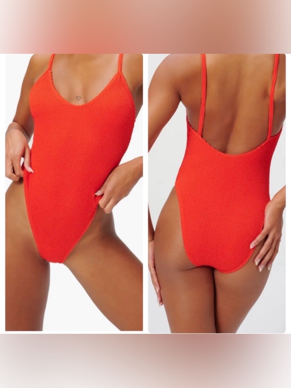 NWT Good American Textured One-Piece Swimsuit in Bright Poppy-XXS/XS